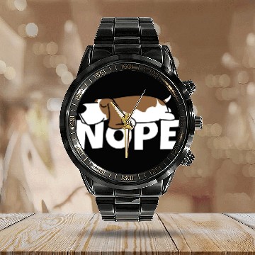 Discover Lazy Basset Hound Dog Laziness Gift Idea Owner Calendar Steel Band Watch