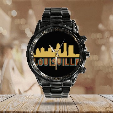 Discover Vintage Retro Louisville Kentucky Skyline Calendar Steel Band Watch
