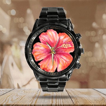 Discover Hibiscus Calendar Steel Band Watch