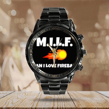 Discover Man I Love Fireball Calendar Steel Band Watch