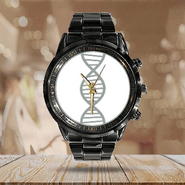 Discover researcher dna circle logo science gene spiral lab Calendar Steel Band Watch