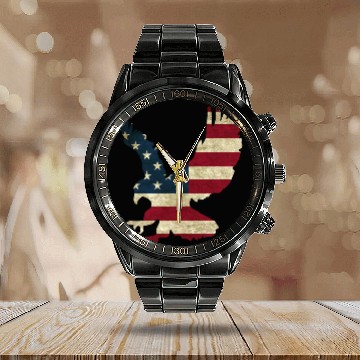 Discover American Eagle Calendar Steel Band Watch