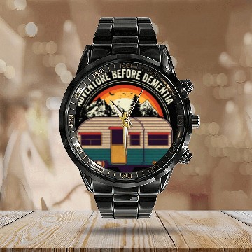 Discover Adventure Before Dementia Calendar Steel Band Watch