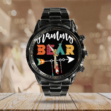 Discover granmy bear flower art colors grandma Calendar Steel Band Watch