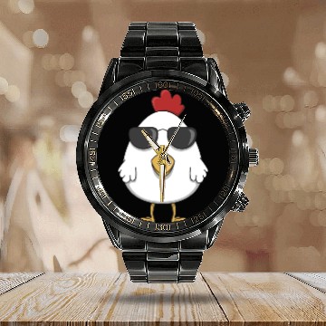 Discover Chicken cool sunglasses farm animal chickens hen Calendar Steel Band Watch