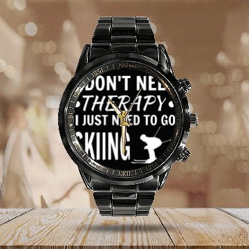 Discover Skiing Calendar Steel Band Watch