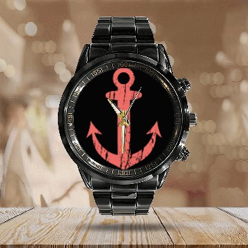 Discover Anchor Grunge Living Coral Girlpower Calendar Steel Band Watch