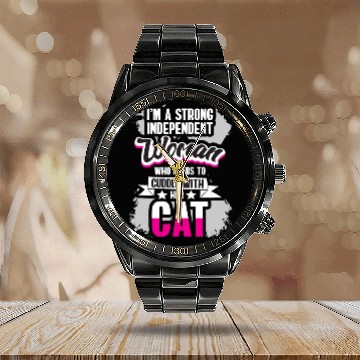 Discover In a strong independent spell cat woman Calendar Steel Band Watch