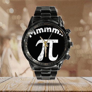 Discover Mmm pi design and funny pi day graphics Calendar Steel Band Watch