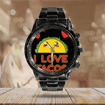 Discover I Love Tacos Calendar Steel Band Watch