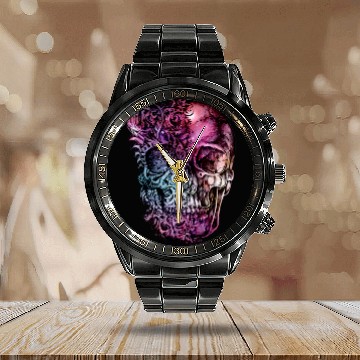 Discover skeleton head Calendar Steel Band Watch