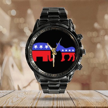 Discover Democrat Republican Calendar Steel Band Watch