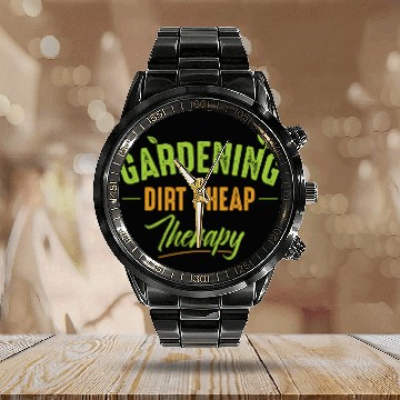 Discover Gardening Dirt Cheap Therapy Garden Nature Fun Calendar Steel Band Watch