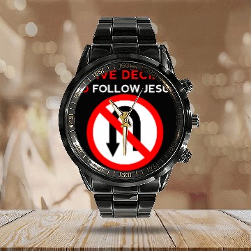 Discover I Have Decided to Follow Jesus No U-Turn Calendar Steel Band Watch