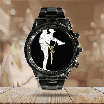 Discover Baseball Pitcher Calendar Steel Band Watch