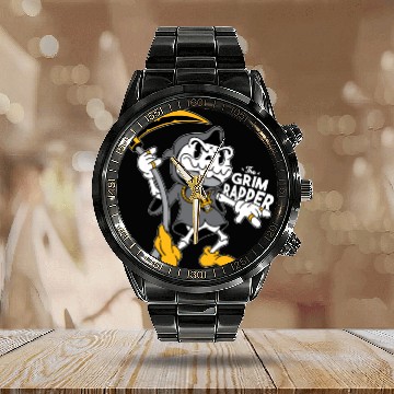 Discover The grim reaper Calendar Steel Band Watch funny the grim rapper
