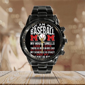 Discover Baseball Mom Player Fan Lover Sports Gift Calendar Steel Band Watch