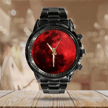 Discover Blood Moon - Space - Graphic Realistic Calendar Steel Band Watch