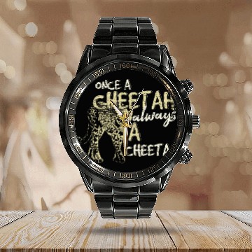 Discover Cheetah safari Calendar Steel Band Watch