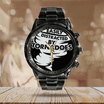 Discover Distracted by Tornadoes Tornado Weather Chaser Calendar Steel Band Watch