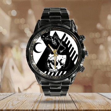 Discover cat skull triangle Calendar Steel Band Watch