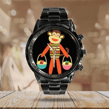 Discover Sock Monkey Easter Eggs Easter Basket Calendar Steel Band Watch