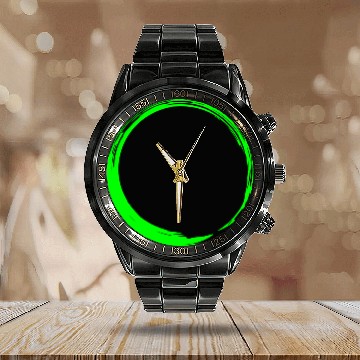 Discover Circle Design Green Calendar Steel Band Watch