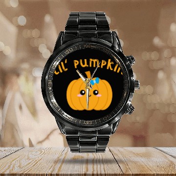 Discover pumpkin pregnancy halloween maternity baby boy Calendar Steel Band Watch