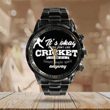 Discover Cricket Team Gift Funny Cricket Player Calendar Steel Band Watch