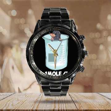 Discover One Mole Per Liter Funny Chemistry Science Joke Calendar Steel Band Watch