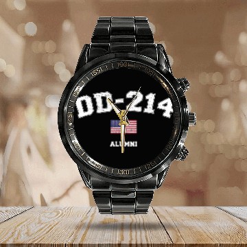 Discover Dd 214 Us Armed Forces Alumni Usa Flag Vintage Calendar Steel Band Watch