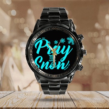 Discover Pray for Snow Snow White Christmas Praying Calendar Steel Band Watch