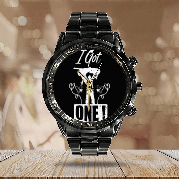 Discover Bachelor Party Engagement Groom and Bride Humor Calendar Steel Band Watch