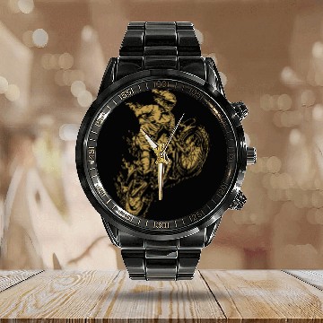 Discover Motocross Dirt Bike Racing Motorcycle Retro Gift Calendar Steel Band Watch