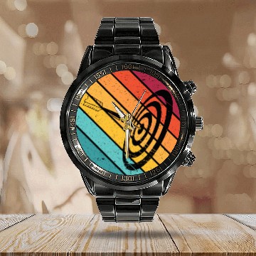 Discover Darts funny dart bullseye arrow gift board retro Calendar Steel Band Watch