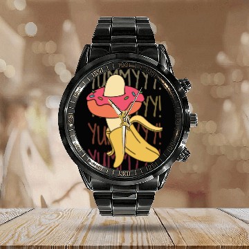 Discover Banana Donut Yummy Delicious Funny Calendar Steel Band Watch