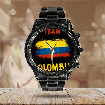 Discover Team Colombia / Flag Calendar Steel Band Watch
