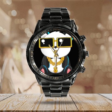 Discover Panda Bear Gangster Chibi Anime Gangsta Lover Calendar Steel Band Watch