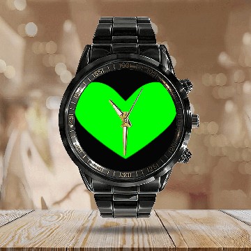 Discover Green heart Calendar Steel Band Watch