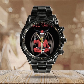 Discover Christmas Hail Santa Satanism Goat Baphomet Satan Calendar Steel Band Watch