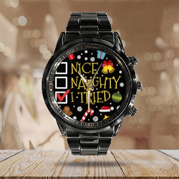 Discover Womens Nice Naughty I Tried Funny Christmas Gift Calendar Steel Band Watch