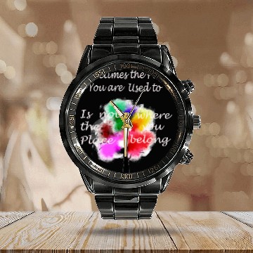 Discover Wolrd Travel Rainbow Tree Backpacker Vacation Calendar Steel Band Watch