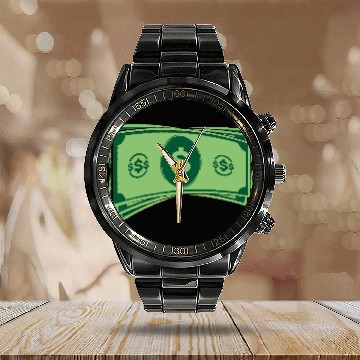 Discover Dollar Money Dollars Cash Calendar Steel Band Watch