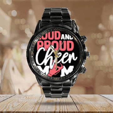 Discover Cheer Mom Gift Loud and Proud Cheerleading Mom Calendar Steel Band Watch