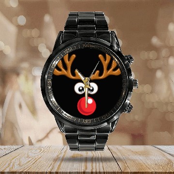 Discover Christmas Rudolph reindeer winter nature gift Calendar Steel Band Watch