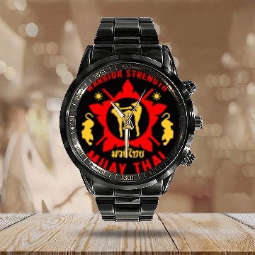 Discover Tigar Muay Thai MMA Retro Warrior MMA Training Calendar Steel Band Watch