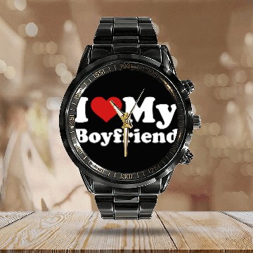 Discover I love my boyfriend Calendar Steel Band Watch