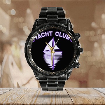 Discover Yacht Club sailing ship sailing anchor Calendar Steel Band Watch