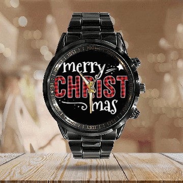 Discover Buffalo Plaid Merry Christ Mas Calendar Steel Band Watch Christmas