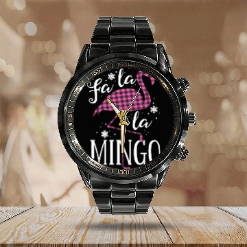 Discover Fa La La Mingo Flamingo Christmas Calendar Steel Band Watch Pink